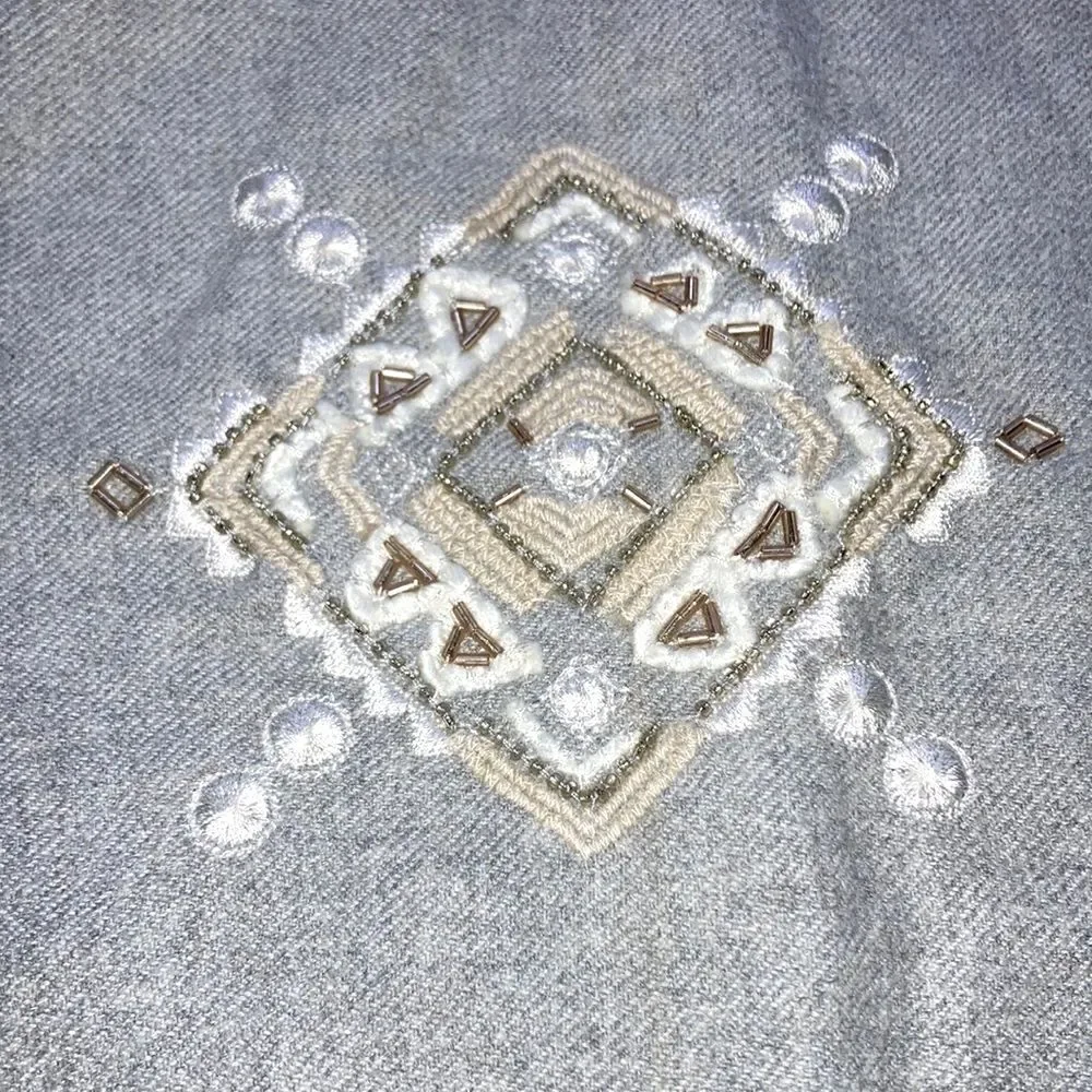 POTTERY BARN Haylie Embroidered Beaded Flannel Pillow Cover 20 x 20 inches